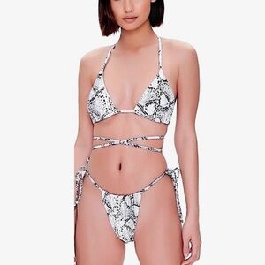 Forever 21 Reptile Snake Pattern Print White/Grey Bikini Set NWOT